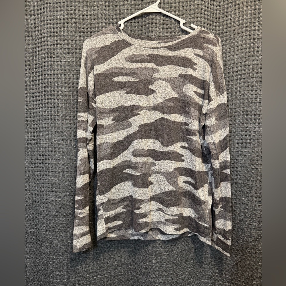 Gray Camo Long Sleeve Top